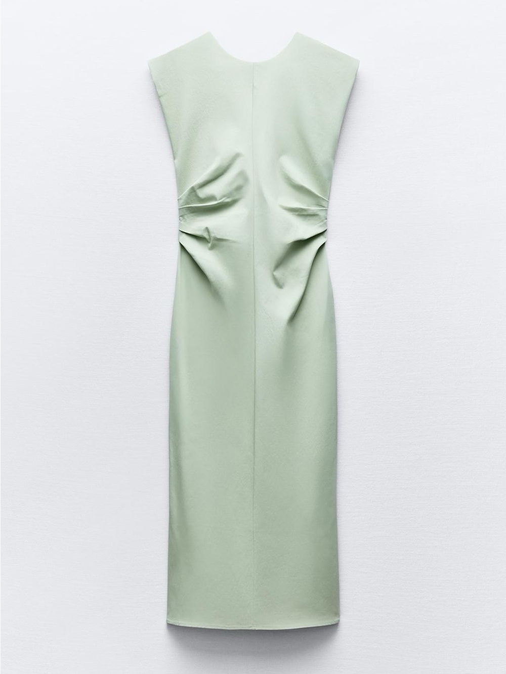 Zara Mint Green Cap-Sleeve low back ruched sides Sheath Dress never worn size M